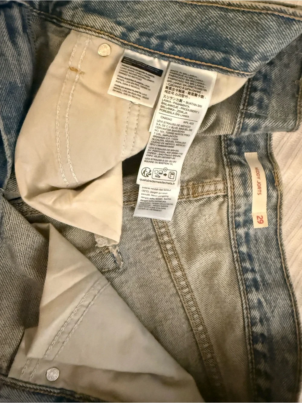 Levi's Washed Light Blue Denim Shorts